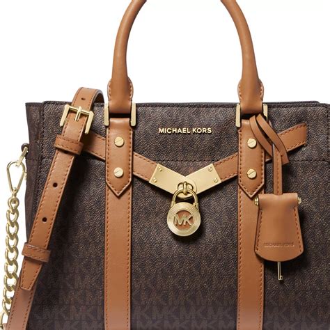 michael michael kors nouveau hamilton small logo and leather satchel|michael kors studded satchels.